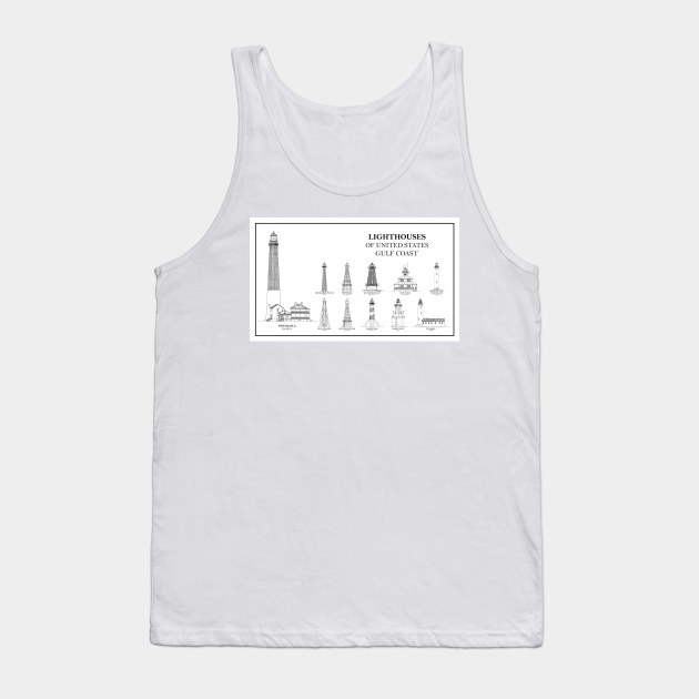 Lighthouses of United States of America - Gulf Coast - B Tank Top by SPJE Illustration Photography